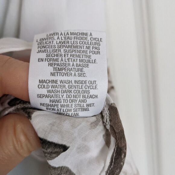 Smart SET white floral blouse crop top brown roses viscose Medium reworked - Picture 10 of 11